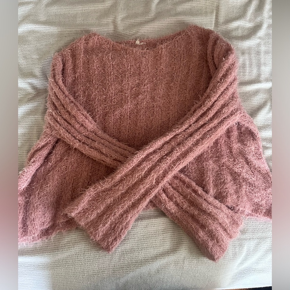 Pink furry wool sweater